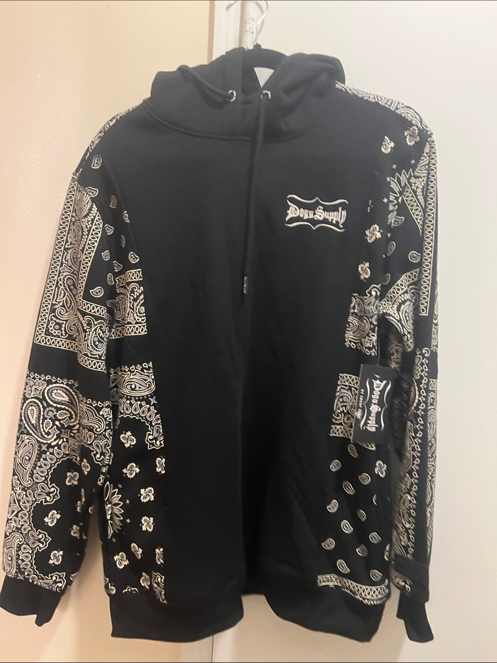 Black Bandana-Print Utility Hoodie Jacket